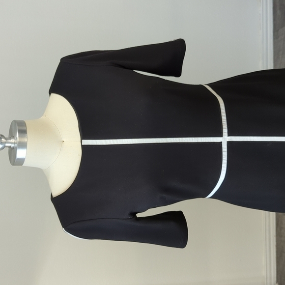 Bailey 44 Crossword Sheath Dress Black White M business preppy classic basic - Picture 3 of 8
